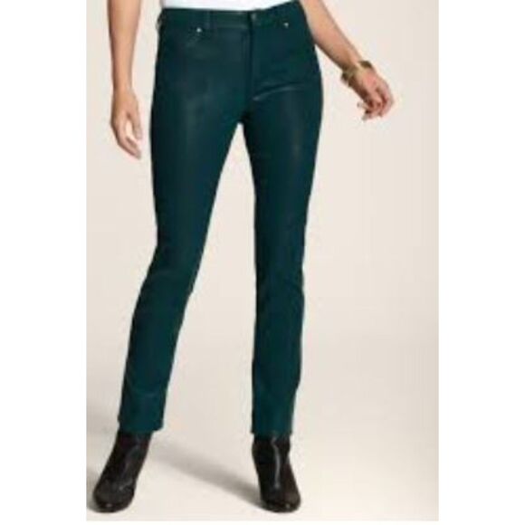 Chico's Jeggings Size 2R (12R) Forest Green Stretch Pants Cotton Blend - Picture 1 of 5